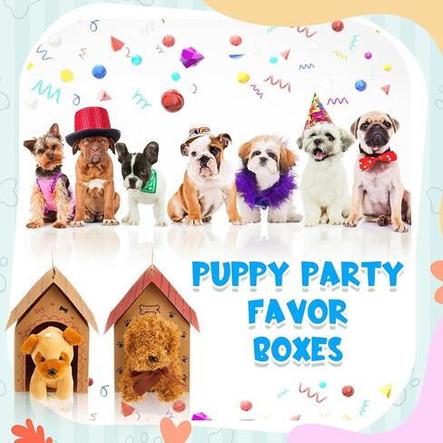 Shinyrelief 24 PCS Dog Party Favors Boxes Cog Dog House على شكل صناديق هدايا مع ثقوب قابلة للطي مع مقبض لجرو PET ANTREMTIN in Kuwait