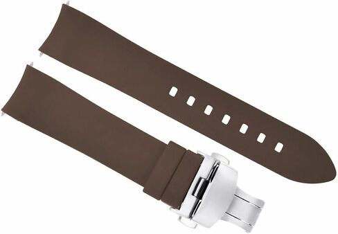 eWatchparts منحنية سوار المطاط السيليكون 18mm19mm 20mm 21mm 22mm 24mm متوافق مع أوميغا Seamaster أسود مع الفضة in Saudi Arabia