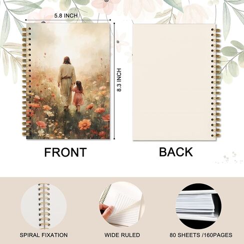 DOFQZ Jesus Leaves The 99 Sheep Christian Bible Religious Inspirational Spiral Notebook Journal,Christian Jesus Church Prayer Notebook Gift for Women Girls, 5.5 x 8.3 Inches in Kuwait