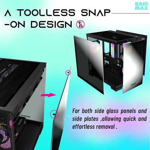 RAIDMAX Infinita I610 Dual Ramber ATX Gaming Case ، Pre-install 4x Argb Fans + 80+ Gold 700W + 240mm Water Pooler ، 270 ° LOWERS O11 GLASS ، يدعم ما يصل إلى 400 مم GPU و CONNECT CONNECT MB in Kuwait