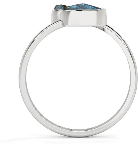 Natural Raw/Rough Labradorite 2 Stone Size Adjustable Stackable Twister Ring for Women in Sterling Silver, November Birthstone Jewelry Gifts for Her (Bezel-Set) in Saudi Arabia