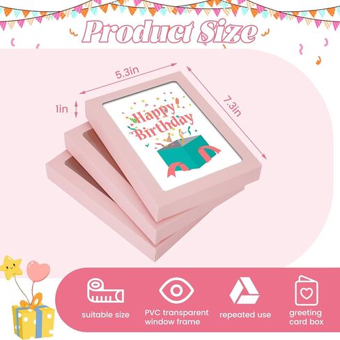 60 Pcs Greeting Card Storage Box,5.39 x 7.36 x 1 Inch Greeting Card Boxes Kraft Paper Box with PVC Transparent Window Bulk Frame Photo Storage Case (Kraft, 5.39 x 7.36 x 1 Inch) in Kuwait