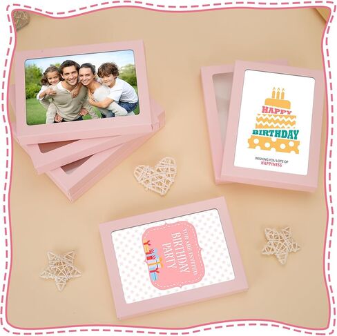 60 Pcs Greeting Card Storage Box,5.39 x 7.36 x 1 Inch Greeting Card Boxes Kraft Paper Box with PVC Transparent Window Bulk Frame Photo Storage Case (Kraft, 5.39 x 7.36 x 1 Inch) in Kuwait