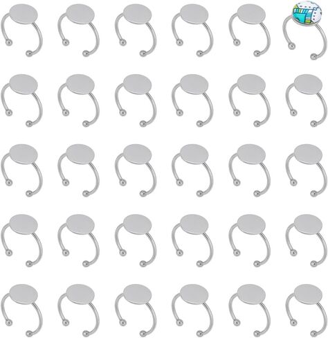 UNICRAFTALE 30 Pcs Adjustable Blank Rings Base Finger Rings Components Pad Ring Base Ring Tray 10mm Open Cuff Finger Rings Stainless Steel Flat Round Bezel Tray Ring for DIY Jewelry Making Supplies in Saudi Arabia