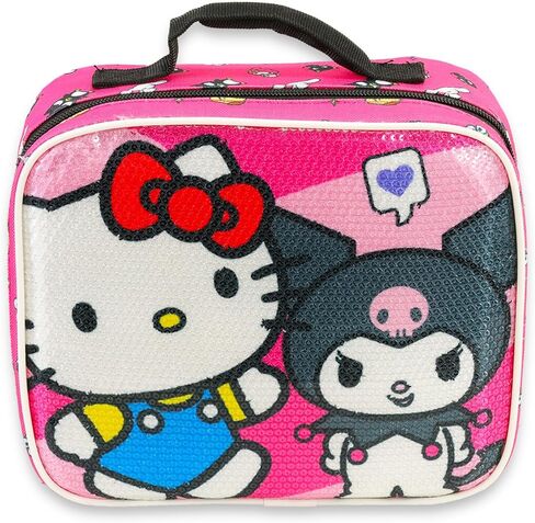 Hello Kitty و Kuromi Lunch Box Set - حزمة من حقيبة غداء Sanrio التي تتميز بـ Kuromi Plus Tattoos ، زجاجة ماء | Hello Kitty School Supplies in Saudi Arabia