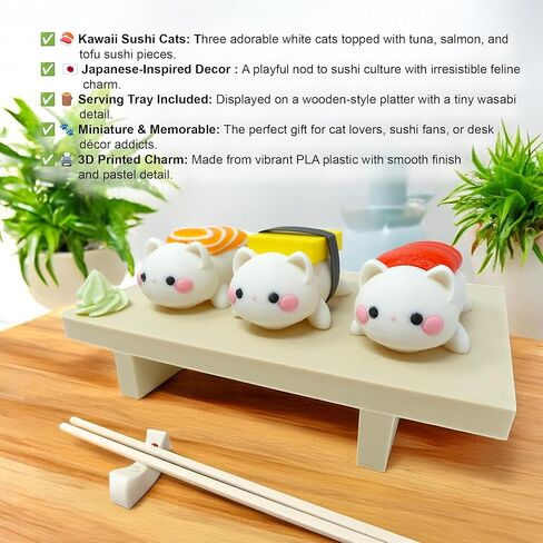 تماثيل قطة Kawaii Sushi-ثلاثية الأبعاد Nigiri Cat Sushi Device Decor in Kuwait