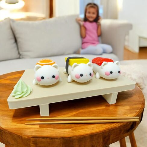 تماثيل قطة Kawaii Sushi-ثلاثية الأبعاد Nigiri Cat Sushi Device Decor in Kuwait