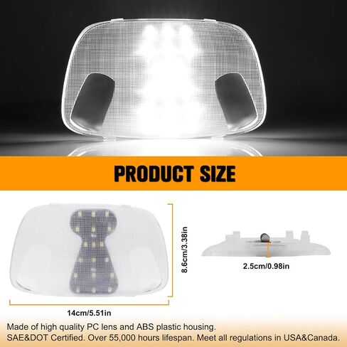 غلاف الخريطة الداخلية Gempro Dome Light Cover Len & White LED مصباح القراءة النفقات الزراعية متوافقة مع 1999-2007 Ford F250 F350 F450 F550 ، 6000K White in Saudi Arabia