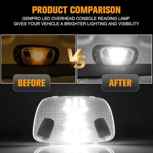 غلاف الخريطة الداخلية Gempro Dome Light Cover Len & White LED مصباح القراءة النفقات الزراعية متوافقة مع 1999-2007 Ford F250 F350 F450 F550 ، 6000K White in Saudi Arabia