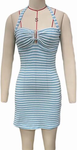 Soliloquy Women Y2K Summer Knit Mini Dress Spaghetti Strap Sleveless Backbly Bodycon Party Dress 2025 Beach Vacation Outfit in Kuwait