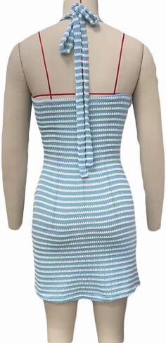 Soliloquy Women Y2K Summer Knit Mini Dress Spaghetti Strap Sleveless Backbly Bodycon Party Dress 2025 Beach Vacation Outfit in Kuwait
