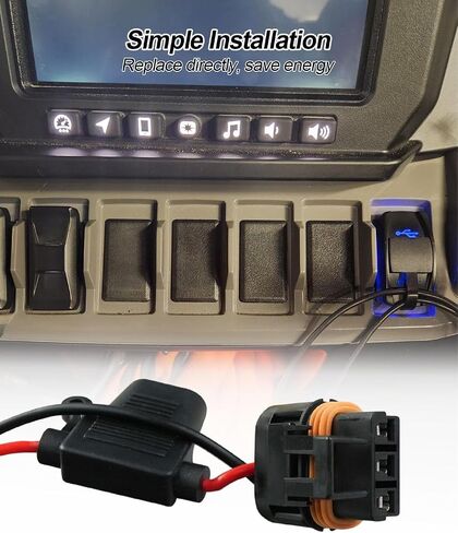 شحن سريع شحنة USB 4.2A شاحن ، 18AWG 12V/24V نمط مفتاح الروك مع موصل قابس شريط الطاقة النبضة ، تناسب Polaris RZR Ranger General Pulse Bar in Saudi Arabia