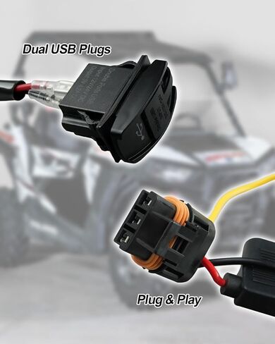شحن سريع شحنة USB 4.2A شاحن ، 18AWG 12V/24V نمط مفتاح الروك مع موصل قابس شريط الطاقة النبضة ، تناسب Polaris RZR Ranger General Pulse Bar in Saudi Arabia