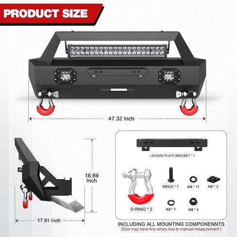 4Runner Stubby Front Pumper لـ Toyota 5th Gen 4Runner 2010-2023 (استبعاد 2010-2013 SR5) ، مصد شاحنة بيك آب مع صفيحة وينش ، صفيحة متزلج ، مصابيح LED و D حلقات D ، مصد الأسود الأسود على الطرق الوعرة in Kuwait