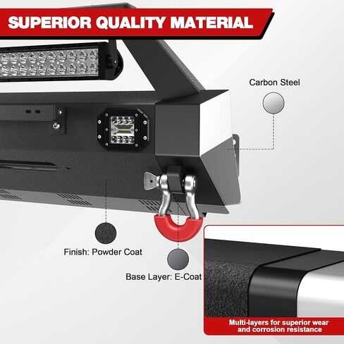 4Runner Stubby Front Pumper لـ Toyota 5th Gen 4Runner 2010-2023 (استبعاد 2010-2013 SR5) ، مصد شاحنة بيك آب مع صفيحة وينش ، صفيحة متزلج ، مصابيح LED و D حلقات D ، مصد الأسود الأسود على الطرق الوعرة in Kuwait