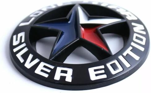 Pair Set Lone Star Silver Edition Texas Metal Badge Emblem Nameplate Universal Stick On Fits Car Auto Truck Pickup (Silver Black) in Kuwait