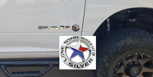 Pair Set Lone Star Silver Edition Texas Metal Badge Emblem Nameplate Universal Stick On Fits Car Auto Truck Pickup (Silver Black) in Kuwait