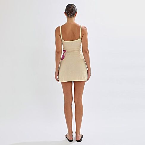 Soliloquy Women Y2K Summer Knit Mini Dress Spaghetti Strap Sleveless Backbly Bodycon Party Dress 2025 Beach Vacation Outfit in Kuwait