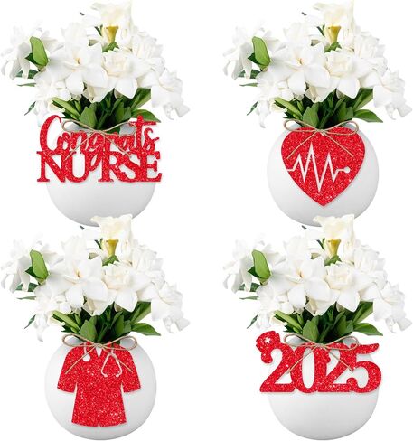 Jollyboom Dentist Graduation Decorations, 24pcs Dentist Graduation Party Tags Congrats Dentist Class of 2025 Gold Glitter Cutouts Tags for Dentist Graduation Party Favors in Saudi Arabia
