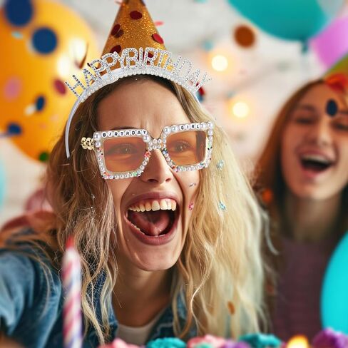 Hoteam 4 PCS ديكورات عيد ميلاد بما في ذلك أجهزة الكمبيوتر 2 أعياد الميلاد نظارات مربعة لؤلؤة نظارة شمسية 2 PCS لؤلؤة الراين الراين. in Saudi Arabia