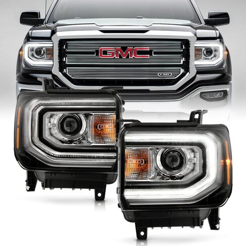 ACANII - For [HID/Xenon Model] 2016-2018 GMC Sierra 1500 Factory LED DRL Projector Headlights Headlamps Pair Left+Right in Saudi Arabia