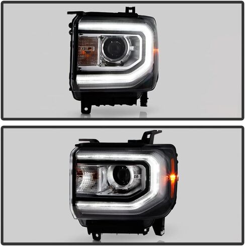 ACANII - For [HID/Xenon Model] 2016-2018 GMC Sierra 1500 Factory LED DRL Projector Headlights Headlamps Pair Left+Right in Saudi Arabia