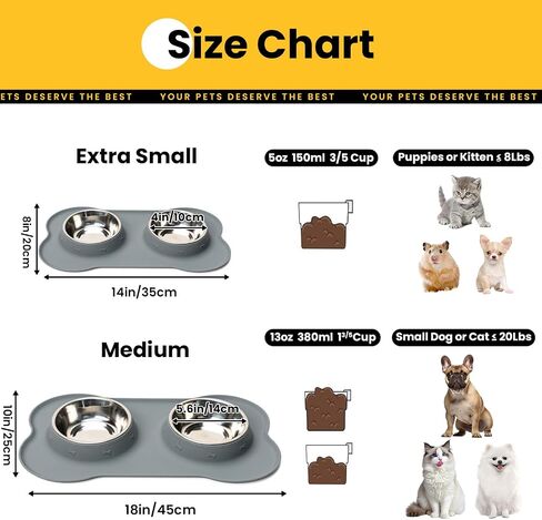 Conlun Dog Bowls with Silicone Mat, No Spill Stainless Set, XS, Black in Saudi Arabia