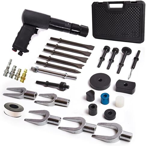 طقم مطرقة الهواء الاحترافية 29 PCS ، 2100 BPM Hammer Pneumatic مع رؤوس مجرفة سريعة التغير وفاصل مفصل الكرة ، مجموعة إزميل متعددة الوظائف لإصلاح السيارات/هدم المعادن ، تشمل رؤوس مجرفة in Kuwait