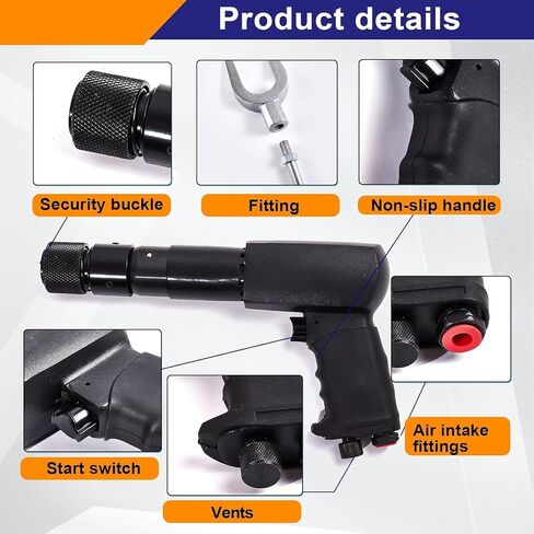 طقم مطرقة الهواء الاحترافية 29 PCS ، 2100 BPM Hammer Pneumatic مع رؤوس مجرفة سريعة التغير وفاصل مفصل الكرة ، مجموعة إزميل متعددة الوظائف لإصلاح السيارات/هدم المعادن ، تشمل رؤوس مجرفة in Kuwait