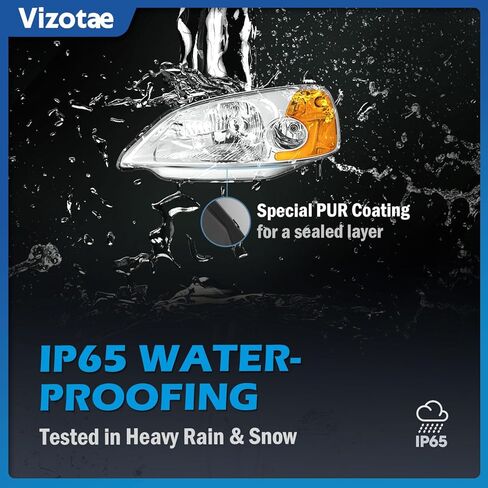 Headlights Assembly for 2001-2003 Honda Civic 2/4Door Halogen Headlamp Replacement, High/Low Beam W/Bulbs, Driver & Passenger Side in Kuwait