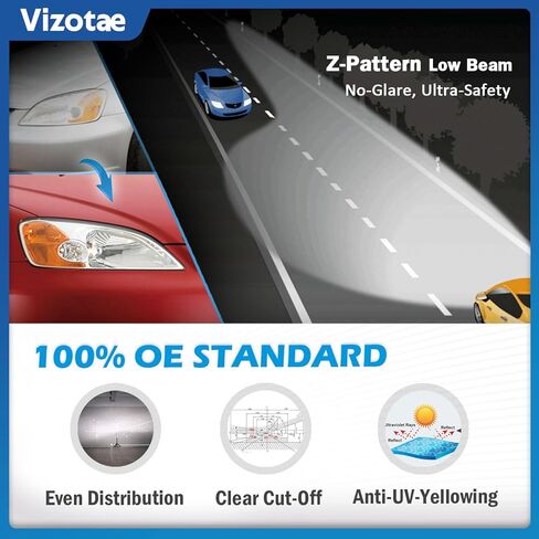 Headlights Assembly for 2001-2003 Honda Civic 2/4Door Halogen Headlamp Replacement, High/Low Beam W/Bulbs, Driver & Passenger Side in Kuwait