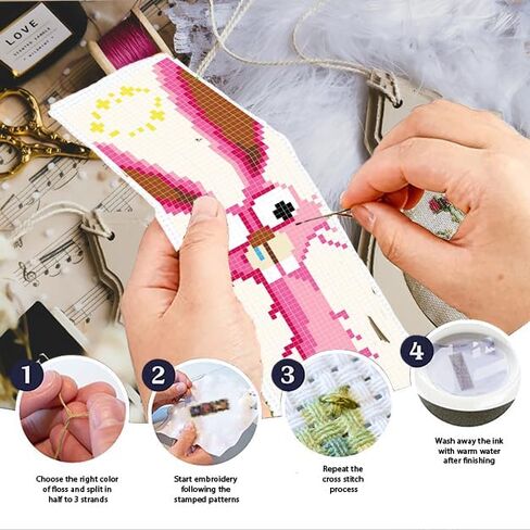INFUNLY 6 Set Cat Cross Stitch Bookmark Kits Carton Kitten DIY Cross Stitch Kit for Beginners Black Cat Stamped Embroidery Bookmark Kit with Backing Felt Floss Instruction for Starters Book Lovers in Saudi Arabia
