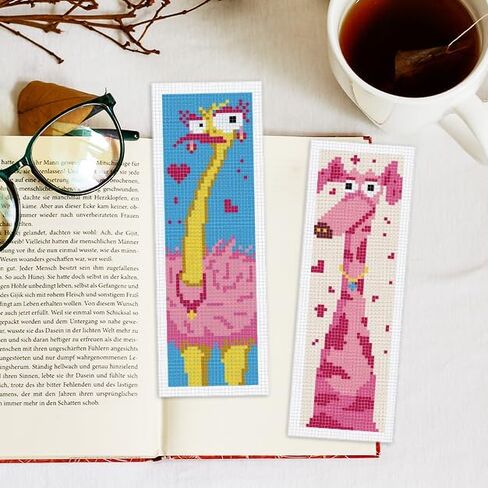 INFUNLY 6 Set Cat Cross Stitch Bookmark Kits Carton Kitten DIY Cross Stitch Kit for Beginners Black Cat Stamped Embroidery Bookmark Kit with Backing Felt Floss Instruction for Starters Book Lovers in Saudi Arabia