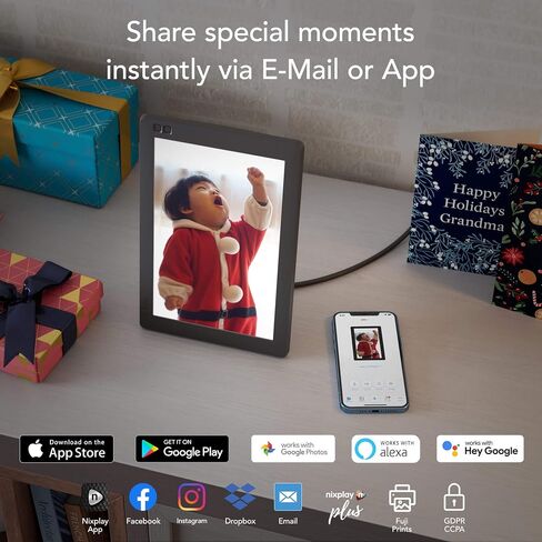 Nixplay WiFi 10.1" Touch Screen Digital Picture Frame I Easy Set Up I Create Family Shared Playlists I Perfect Digital Picture Frame for Gifting I Securely Share Photos/Videos via Email or App in Kuwait