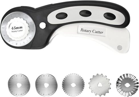 45mm Rotary Cutter with 5pcs Extra Blades, Ergonomic Handle Rolling Cutter with Safety Lock for Fabric, Leather, Crafting, Sewing, Quilting, Fabric Rotary Cutter Perfect for Left & Right Hand (Pink) in Kuwait