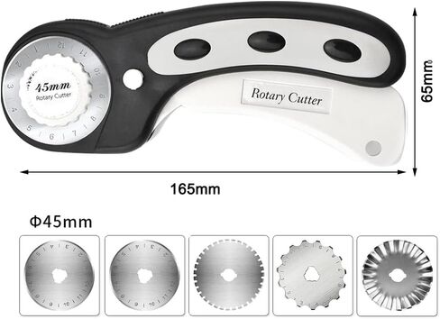 45mm Rotary Cutter with 5pcs Extra Blades, Ergonomic Handle Rolling Cutter with Safety Lock for Fabric, Leather, Crafting, Sewing, Quilting, Fabric Rotary Cutter Perfect for Left & Right Hand (Pink) in Kuwait