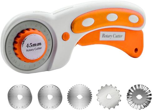 45mm Rotary Cutter with 5pcs Extra Blades, Ergonomic Handle Rolling Cutter with Safety Lock for Fabric, Leather, Crafting, Sewing, Quilting, Fabric Rotary Cutter Perfect for Left & Right Hand (Pink) in Kuwait