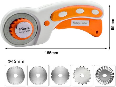 45mm Rotary Cutter with 5pcs Extra Blades, Ergonomic Handle Rolling Cutter with Safety Lock for Fabric, Leather, Crafting, Sewing, Quilting, Fabric Rotary Cutter Perfect for Left & Right Hand (Pink) in Kuwait
