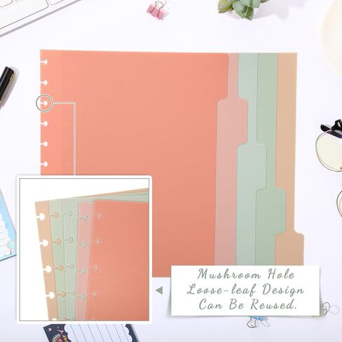 6 Sets 5 Tab Note Taking System Discbound Tab Dividers 8.5 x 11 Inch Letter Size Plastic Dividers Multicolor 5 Colors for Office Subject Document (Taro Color) in Kuwait