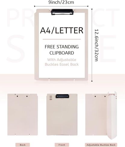 White Free Standing Clipboard and Desktop Stand with Adjustable Buckles Easel Back - Foldable Stand and Document Holder for School, Office and Business Use (9.37 x 12.6 inches) in Kuwait