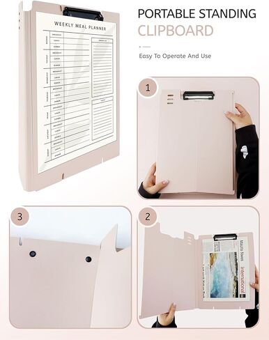 White Free Standing Clipboard and Desktop Stand with Adjustable Buckles Easel Back - Foldable Stand and Document Holder for School, Office and Business Use (9.37 x 12.6 inches) in Kuwait