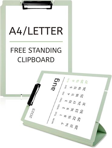 White Free Standing Clipboard and Desktop Stand with Adjustable Buckles Easel Back - Foldable Stand and Document Holder for School, Office and Business Use (9.37 x 12.6 inches) in Kuwait