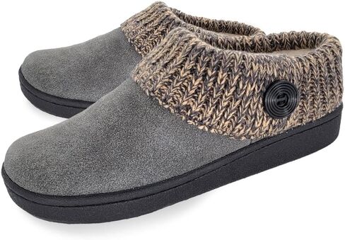 Clarks Womens Suede Leather Comfort Clog Slipper Twiber - Plush Faux Fur Trim - Slippers House Outdoor Outdoor للنساء (البحرية/الرمادية 10M) in Kuwait