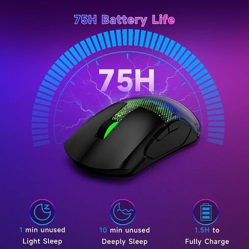 Mouse Mouse Wireless Gaming FFJ ، 24000 نقطة في البوصة ، Tri-Mode BT5.3/Type-C Wired/2.4g Mouse اللاسلكي ، RGB ، 6 أزرار قابلة للبرمجة ، عمر بطارية 75 ساعة ، الماوس القابل لإعادة الشحن للكمبيوتر الشخصي ، الكمبيوتر المحمول ، MAC ، PS5 ، Xbox-Violet in Kuwait