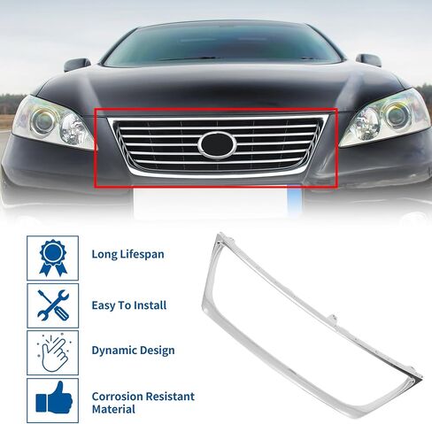 X AUTOHAUX Front Grille Trim Hood Bumper Grille Grill for Lexus ES 350 2007-2009 No.5271133080 Front Grille Trim Bumper Kidney Grille Grill Chrome Silver Tone in Saudi Arabia