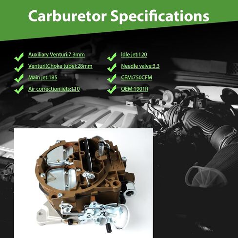 1901R المكربن لـ Rochester Quadrajet 4 Barrel 750 CFM Carburetor لـ Chevy 327 350 427 454 استبدال الكربوهيدرات للشاحنات 1966-1973 Corvettes 1975-1979 Manual Shouke Carb Carb in Saudi Arabia