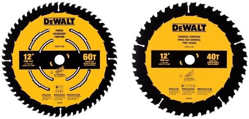 Dewalt Miter Saw Saw Blade Combo Pack ، 12 "شفرات ، 40 سنًا و 60 سنًا ، إنهاء جيد ، كربيد حاد للغاية (DWA112CMB) in Kuwait