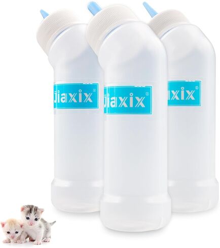 Pet Nursing Bottle for Newborn Animals,Kitten Bottle Feeding Kit Silicone Nipple for Kittens Puppys Rabbits Squirrel(Yellow) in Saudi Arabia