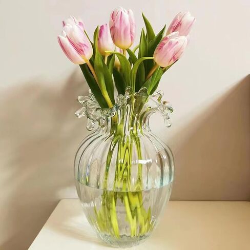 DERZHAVA-Handmade Artisanal Glass Vase – Unique Wave Design, Elegant Blue Home Decor, for Housewarming, Wedding, or Modern Interior Décor (10.2" H) in Saudi Arabia