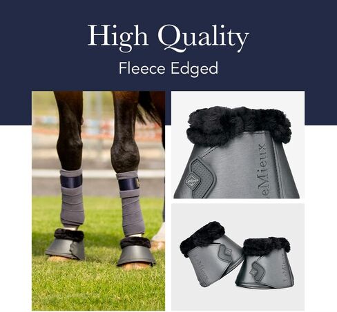 LeMieux Fleece WrapRound Overreach Horse Boots - Protective Gear and Training Equipment - Equine Boots, Wraps & Accessories (White - Large) in Saudi Arabia